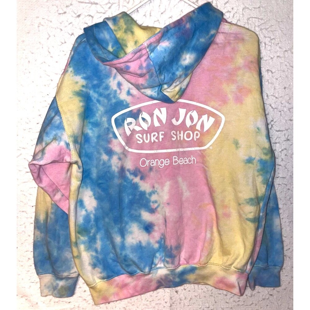 Ron Jon Surf Shop Sweatshirt Tie Dye Hoodie Size M EXIST Orange Beach Rainbow